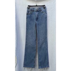 Zara Jeans Womens Size 2 Premium 90s Full Length High Rise Frayed Raw Hem Trendy